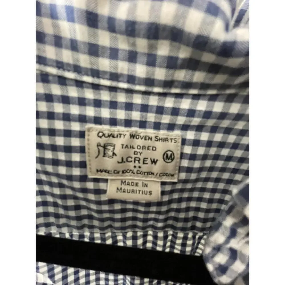 Tailored by J. Crew Mens 100% Cotton Med White Gingham LS Shirt Classic Sz M
